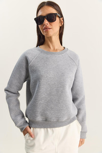 Kadın Reglan Kol Oversize Sweatshirt 60283859 - Gri Melanj SWEATSHİRT modelleri
