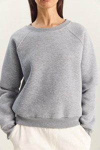 Kadın Reglan Kol Oversize Sweatshirt 60283859 - Gri Melanj SWEATSHİRT modelleri