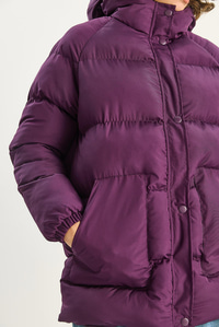 Kadın Regular Fit Kapüşonlu Fermuarlı Astarlı Cepli Şişme Mont 1400 60283685 - Mor DIŞ GİYİM modelleri