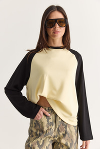 Kadın Regular Reglan Kol Renk Bloklu Uzun Kollu Sweatshirt 928 60286777 - Sarı-Siyah SWEATSHİRT modelleri