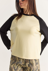 Kadın Regular Reglan Kol Renk Bloklu Uzun Kollu Sweatshirt 928 60286777 - Sarı-Siyah SWEATSHİRT modelleri
