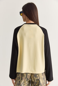 Kadın Regular Reglan Kol Renk Bloklu Uzun Kollu Sweatshirt 928 60286777 - Sarı-Siyah SWEATSHİRT modelleri