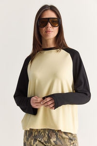 Kadın Regular Reglan Kol Renk Bloklu Uzun Kollu Sweatshirt 928 60286777 - Sarı-Siyah SWEATSHİRT modelleri