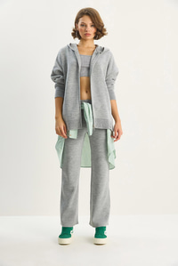 Kadın Relax Fit Kapüşonlu Hırka Yüksek Bel Pantolon Triko Takım TT251003 60283645 - Gri ALT - ÜST TAKIM modelleri