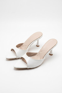 Kadın Rugan Açık Burunlu İnce Topuklu Terlik 50021013 - Beyaz AYAKKABI modelleri
