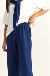 Kadın Şal Detaylı Basic T-Shirt Beli Lastikli Bol Pantolon Alt-Üst Modal Takım 4116 60286084 - Lacivert-Beyaz ALT - ÜST TAKIM modelleri