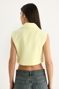 Kadın Şal Yaka Astarlı Double Crop Yelek 6002 60283383 - Limon Sarısı