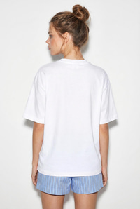 Kadın Salty Baskılı %100 Pamuk Bisiklet Yaka Oversize Basic T-Shirt ÖT261015 60286254 - Beyaz T-SHİRT modelleri