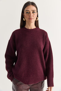 Kadın Şardonlu Bisiklet Yaka Oversize Triko Kazak 4761 60286705 - Bordo KAZAK modelleri