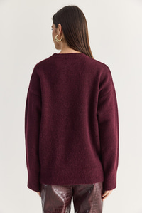 Kadın Şardonlu Bisiklet Yaka Oversize Triko Kazak 4761 60286705 - Bordo KAZAK modelleri