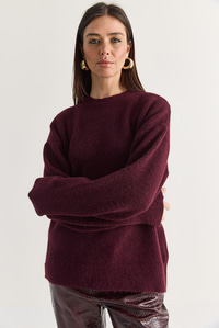 Kadın Şardonlu Bisiklet Yaka Oversize Triko Kazak 4761 60286705 - Bordo KAZAK modelleri
