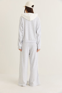 Kadın Şerit Detaylı Kapüşonlu Oversize Sweatshirt Bol Eşofman Altı Takım 4203 60286660 - Gri-Beyaz ALT - ÜST TAKIM modelleri