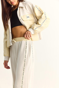 Kadın Şerit Detaylı Kontrast Dokulu Ceket Wide Leg Pantolon Takım 8075 60286154 - Bej ALT - ÜST TAKIM modelleri