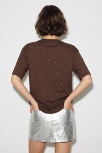 Kadın Simli Taş Yazı Baskılı Bisiklet Yaka Oversize Basic T-Shirt 2244 60286376 - Acı Kahve T-SHİRT modelleri