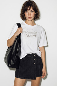 Kadın Simli Taş Yazı Baskılı Bisiklet Yaka Oversize Basic T-Shirt 2244 60286376 - Beyaz T-SHİRT modelleri