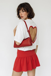 Kadın Sırtı Kalp Dekolteli Oversize Modal T-Shirt 1113 60286328 - Beyaz-Kırmızı T-SHİRT modelleri