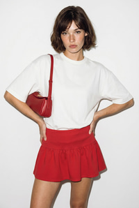 Kadın Sırtı Kalp Dekolteli Oversize Modal T-Shirt 1113 60286328 - Beyaz-Kırmızı T-SHİRT modelleri