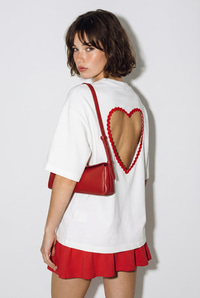 Kadın Sırtı Kalp Dekolteli Oversize Modal T-Shirt 1113 60286328 - Beyaz-Kırmızı T-SHİRT modelleri