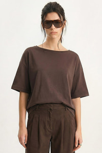 Kadın Sırtı V Dantel Detaylı Scuba Oversize T-Shirt 1050 60283974 - Acı Kahve T-SHİRT modelleri