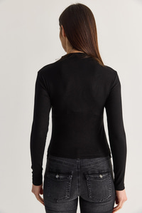 Kadın Soft Touch Yarım Balıkçı Yaka Asimetrik Kesim Bluz 6177 60286619 - Siyah BLUZ modelleri