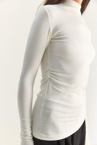 Kadın Soft Touch Yarım Balıkçı Yaka Büzgülü Basic Blüz 1014 60283889 - Beyaz BLUZ modelleri