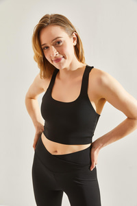 Kadın Sporcu Crop Atlet 60251252 - Siyah BLUZ modelleri