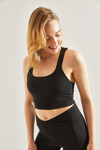 Kadın Sporcu Crop Atlet 60251252 - Siyah BLUZ modelleri