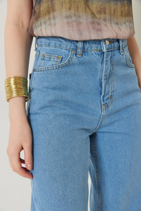 Kadın Straight Wide Yüksek Bel Paçası Kesik Uzun Denim Yıkamalı Pantolon 1077 60261307 - Buz Mavisi PANTOLON modelleri