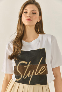 Kadın Style Yazılı Taş Baskılı Rahat Kalıp Pamuklu T-Shirt 1610 60283282 - Beyaz