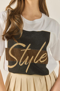 Kadın Style Yazılı Taş Baskılı Rahat Kalıp Pamuklu T-Shirt 1610 60283282 - Beyaz