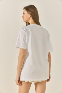 Kadın Style Yazılı Taş Baskılı Rahat Kalıp Pamuklu T-Shirt 1610 60283282 - Beyaz