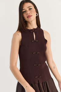 Kadın Süs Düğmeli Triko Peplum Top Bluz 2854 60286537 - Acı Kahve BLUZ modelleri