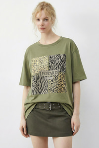 Kadın Taş Detaylı Leopar Baskılı Bisiklet Yaka Rahat Kalıp T-Shirt 2200 60283970 - Fıstık Yeşili T-SHİRT modelleri