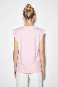 Kadın Taş İşlemeli Vatkalı Omuz Detaylı %100 Pamuk T-Shirt 1075 60286066 - Pembe T-SHİRT modelleri
