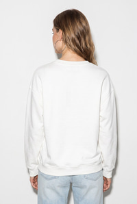 Kadın Taşlı Yazı Detaylı Oversize Üç İplik Sweatshirt 1006 60286478 - Beyaz SWEATSHİRT modelleri
