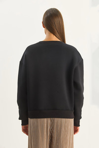 Kadın Teddy Nakış Detaylı Üç İplik Şardonlu Sweatshirt 60601044 - Siyah SWEATSHİRT modelleri