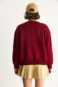 Kadın Teddy Nakış İşlemeli Bisiklet Yaka Salaş Sweatshirt 6864 60283522 - Bordo SWEATSHİRT modelleri