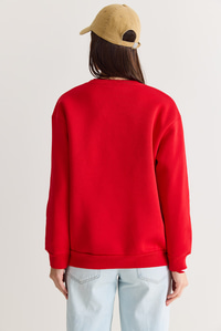 Kadın Teddy Nakış İşlemeli Bisiklet Yaka Salaş Sweatshirt 6864 60283522 - Kırmızı SWEATSHİRT modelleri