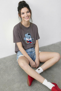 Kadın Teddy Nakışlı İşlemeli Bisiklet Yaka Basic T-Shirt 7533 60283952 - Kakao T-SHİRT modelleri