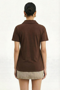 Kadın Tiger Nakışkı Fular Detaylı Polo Yaka T-Shirt 3501 60283973 - Kahve T-SHİRT modelleri