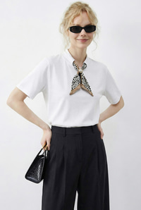 Kadın Tokalı Fular Detaylı Basic T-Shirt 7601 60283978 - Beyaz T-SHİRT modelleri