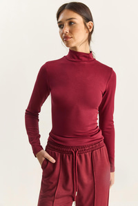 Kadın Ultra Soft Yarım Balıkçı Yaka Bluz 140 60283829 - Bordo BLUZ modelleri