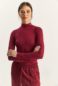 Kadın Ultra Soft Yarım Balıkçı Yaka Bluz 140 60283829 - Bordo BLUZ modelleri