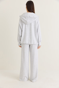Kadın V Yaka Kapüşonlu Oversize Sweatshirt Atlet Wide Leg Pantolon 3'lü Takım 4229 60286661 - Gri Melanj ALT - ÜST TAKIM modelleri
