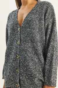 Kadın V Yaka Oversize Buklet Carmen Triko Hırka 2433 60283679 - Siyah HIRKA modelleri