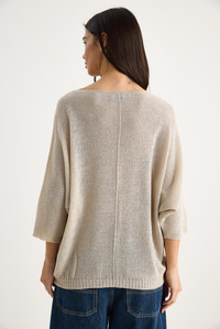 Kadın V Yaka Selanik Örgü Oversize Triko Bluz TY251045 60283338 - Bej