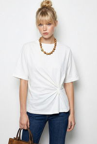 Kadın Vatkalı Omuz Detaylı Düğüm Detaylı Kısa Kollu T-Shirt 1067 60286068 - Beyaz T-SHİRT modelleri