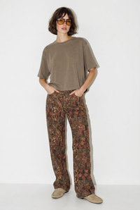 Kadın Vintage Desen Yüksek Bel Denim Pantolon DP251033 60286008 - Haki PANTOLON modelleri