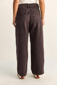 Kadın Vintage Yıkamalı Baggy Kesim Rahat Kalıp Denim Pantolon 703 60286060 - Patlıcan PANTOLON modelleri