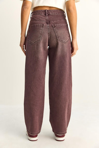 Kadın Vintage Yıkamalı Baggy Kesim Rahat Kalıp Denim Pantolon 703 60286060 - Mürdüm PANTOLON modelleri